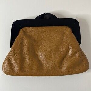 Amedo piel de cabra tan and black small clutch mini bag 70’s MCM
